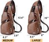 Peicees Leather Sling Bag Mens Crossbody Bag Chest Bag Sling Backpack for Men with USB Charge Port