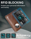 Mens Wallet with Airtag Holder, Bifold Leather RFID Blocking 1-2 ID Windows 12-13 Card Holders, Gift Box and Screen Protector Included, Airtag Not Included