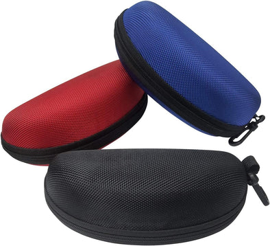 3 Pack Sunglasses Case, Eyeglasses Case for Men and Women, Portable Zipper Protect Case with Clip, Fit for Safety Glasses Safety Goggles 3D Glasses and Reading Glasses