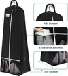 SLEEPING LAMB 72'' Bridal Wedding Gown Dress Garment Bag 15'' Gusseted Garment Cover Shoe Pockets Travel Garment Storage Bag for Prom, Evening Gowns, Black