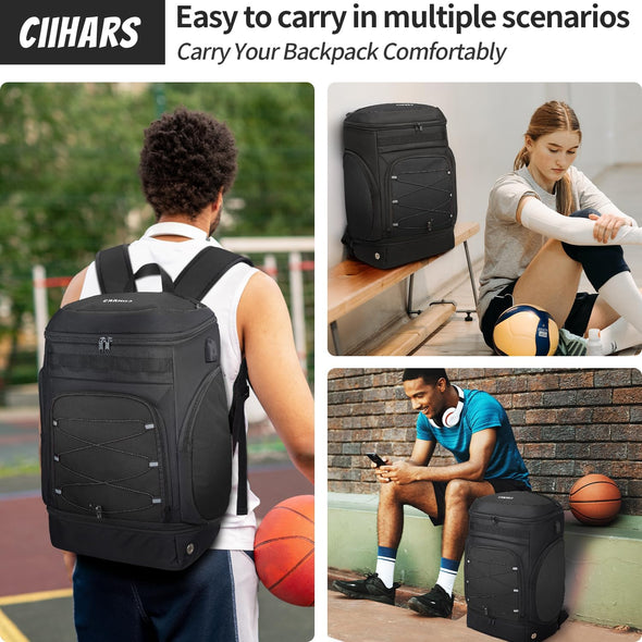 Basketball Backpack Bag Large Sports Bag with Separate Ball Holder & Shoes Compartment, Best for Basketball, Soccer,Volleyball,Gym