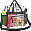 MAY TREE Clear Bag for Stadium Events 12×6×12 Clear Tote Lunch Bag with Reinforced Strap for Work, Concert and Sports, Black