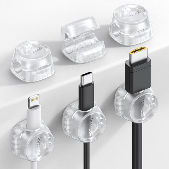 6Pack Cord Organizer, Desk Accessories - Lamicall Clear Desktop Cord Management, Mother'S Day for Mother, Office Workspace Organizer Accessories, Nightstand Wire Keeper Desk Decor, Office Must Haves