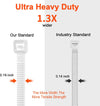 18 Inch Zip Ties Double Sided Toothed,120 LBS Tensile Strength Heavy Duty Cable Wire Ties with Self-Locking Adjustable More Durable Nylon Tie Wraps for Indoor Outdoor White（100 Pack）