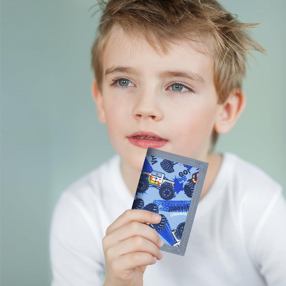 Kids Wallets for Boys Ages 4-18 Trifold, Toddler/Youth Wallet for Boys with Zippered Coin Pocket and Card Holders, Novelty Wallet for Childrens Birthday Gifts - Kart