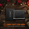 RUNBOX Slim Wallet for Men Genuine Leather RFID Blocking Bifold Minimalist Front Pocket Mens Wallet with Money Clip Thin Gift Box