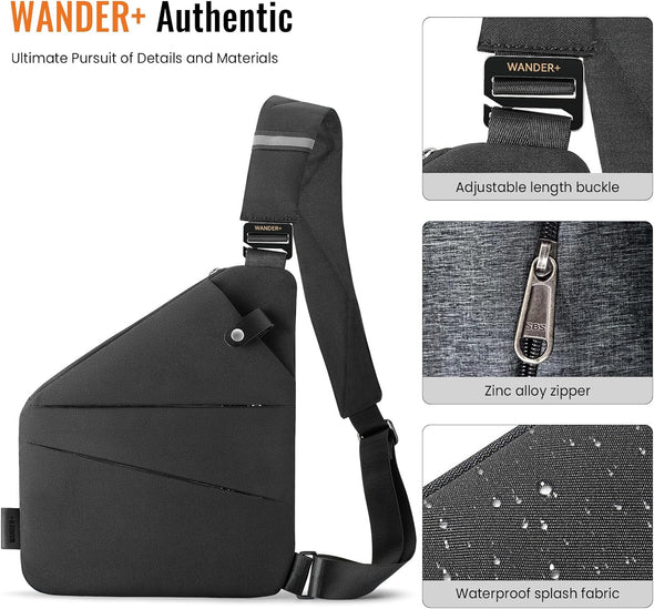 WANDER PLUS® anti Theft Crossbody Bag, Shoulder Bag Anti-Theft Design for Travel, Sport, Work
