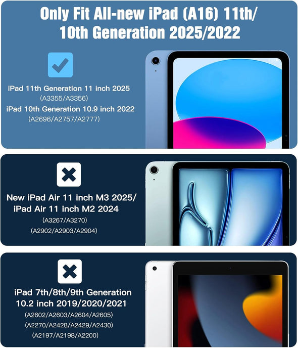 Timovo Case for Ipad (A16) 11Th Generation 11 Inch 2025, Ipad 10Th Generation Case 10.9 Inch 2022 with Pencil Holder,Slim Protective Cover with Clear Back Shell,Auto Wake/Sleep, Abyss Blue