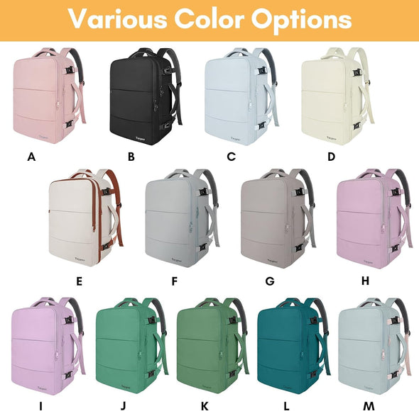 Taygeer Backpack for Women, College Backpack with Laptop Compartment & Shoe Pouch, 35L Travel Laptop Mochila Carry on Luggage, Airline Approved Personal Item Bag for Weekender Gym Hiking, Khaki White