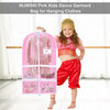Pink Kids Dance Garment Bag for Hanging Clothes,37 Inch Waterproof PVC Travel Garment Bag with 3 Pockets for Dance Costumes,Sports,Skating,Theatre,Beauty Pageants & More