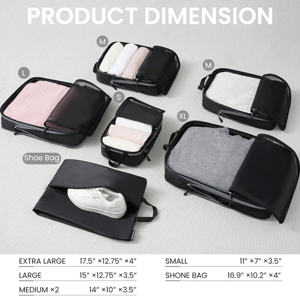 BAGAIL 4 Set/6 Set Ultralight Compression Packing Cubes Packing Organizer for Travel Accessories Luggage Suitcase Backpack