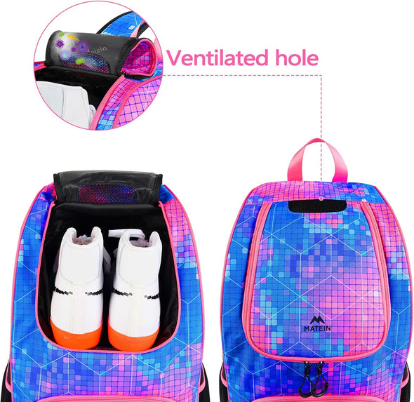MATEIN Basketball Bag, Sturdy Soccer Bag with Ball Holder & Shoe Compartment, Large Basketball Backpack for Training Equipment, Water Resistant Sports Ball Backpack Fits Volleyball Football, Colorful