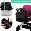 Convertible Diaper Bag Tote, Wide Open Top 14 Pockets Nappy Backpack with Stroller Buckle, Water-Resistant (Black)