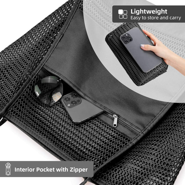 KALIDI Beachnylon Mesh Tote Bag, Casual Tote Bag Hobo Women Foldable MAX 23L Shoulder Bag for Beach Picnic Vacation
