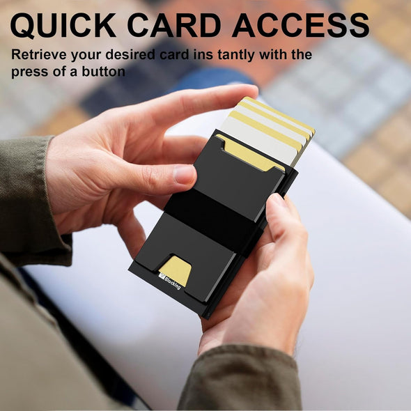 Smart Card Wallet for Men Slim: Minimalist Wallet for Men - RFID Blocking Pop up Front Pocket Wallet, Metal Wallet 11 Card Holder