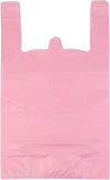 Lazyme T Shirt Bags, Pink Plastic Bags with Handles for Grocery and Retail, Bolsas De Plastico Para Negocio, 12X20 Inches (50 Pcs)