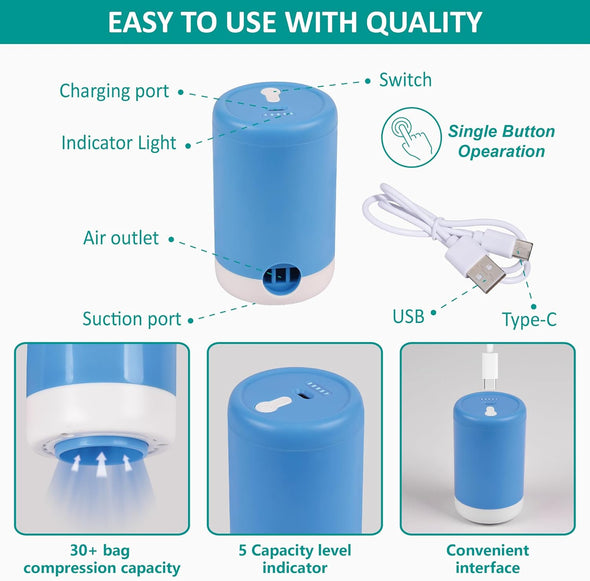 Vacuum Storage Bags with Electric Pump, 30 Pack (3 Jumbo/3 Large/12 Medium/12 Small) Vacuum Seal Space Saver Bags for Clothing, Pillows, Blanket, Bedding, Comforters