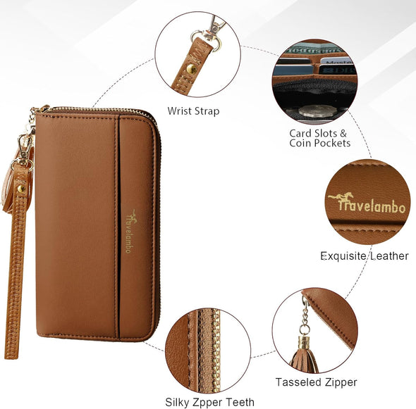 Womens Wallet Tassel Bifold Ladies Cluth Wristlet Wrist Strap Long Purse