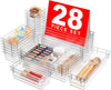 A-Lugei 【Crystal Design】 Clear Desk Drawer Organizer,【Military Grade】 Acrylic Makeup Organizer, Bathroom Organizers and Storage, Drawer Divider for Office Kitchen Bedroom Vanity Jewelry Pantry Garage