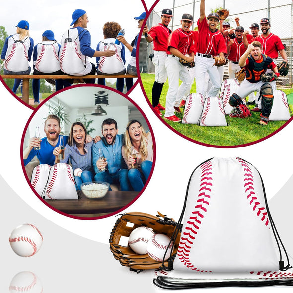 14 Pcs Drawstring Bags Softball Baseball Basketball Football Goodie Favor Bags Cinch Bag Sackpack for Sports Teams (Baseball)
