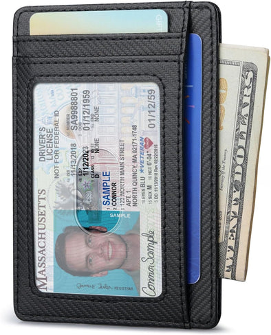 Buffway Slim Minimalist Front Pocket RFID Blocking Leather Wallets for Men and Women