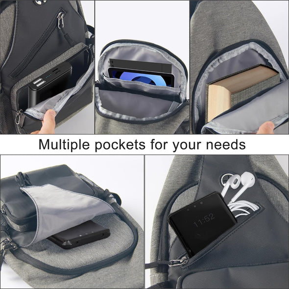 Crossbody Sling Bag for Men with Adjustable Shoulder Strap Shoulder Backpack Chest Bag Travel Hiking Daypacks