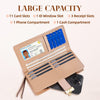 Women'S Long Leaf Bifold Wallet Leather Card Holder Purse Zipper Buckle Elegant Clutch Wallet Handbag for Women - Pink