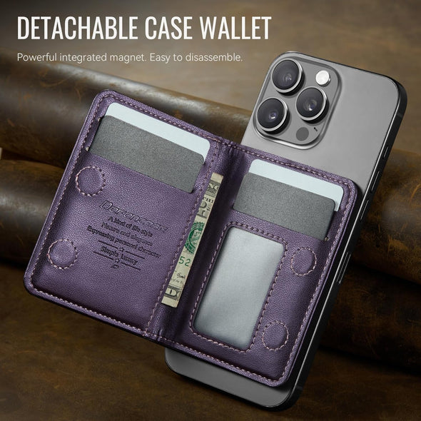 Defencase for Magsafe Wallet Magnetic Card Holder RFID Blocking, PU Leather Minimalist Phone Wallet Compatible with Magsafe Phones and Cases for Iphone 16/15/ 14/13/ 12/ Pro/Max/Plus, Purple