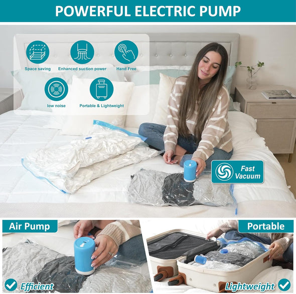 26 Pack Space Saver Storage Bags with Electric Air Pump