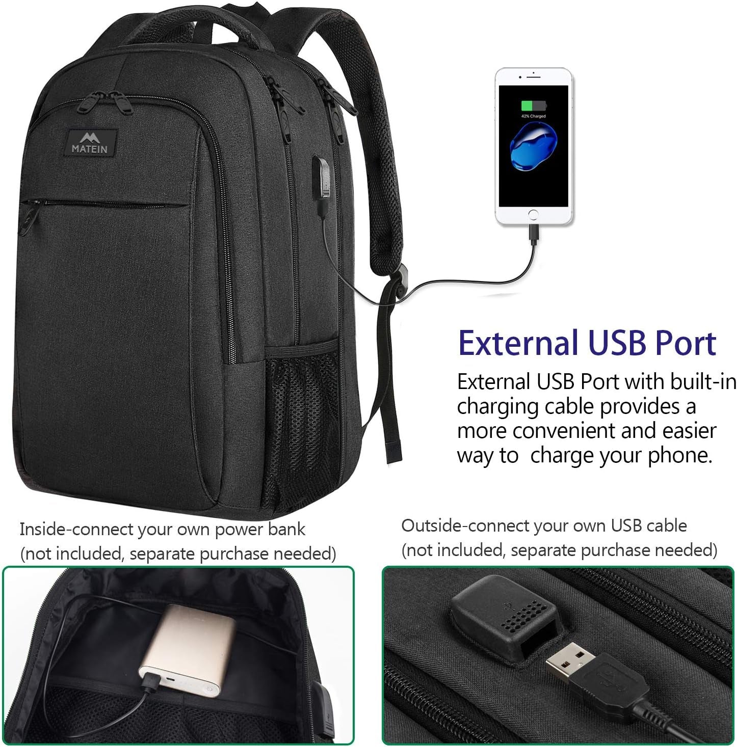 MATEIN Travel Laptop Backpack 17.3 Inch Large Computer Backpack Stylish Business Backpack Men with USB Charging Port Water Resistant School College B MATEIN Travel Laptop Backpack 17.3 Inch Large Computer Backpack Stylish Business Backpack Men with USB Charging Port Water Resistant School College B