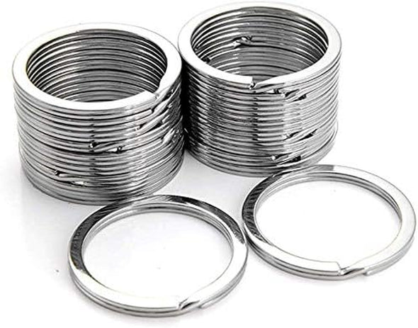 KINGFOREST 100-Pack 1 Inch Metal Key Rings (25Mm) - Silver Split Keychain Rings for Keys, DIY Crafts, Home, Car & Office Accessories - Durable Nickel Flat Keyrings Bulk