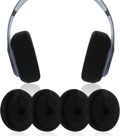 Earpads Sweater Cover Protectors with Stretchable Knit Fabric for Beats Studio 3/2 Bose QC35 25 15 Headphones and Other Headsets with 3-4 Inch Ear Cushions [ 2 Pairs ] (Black)