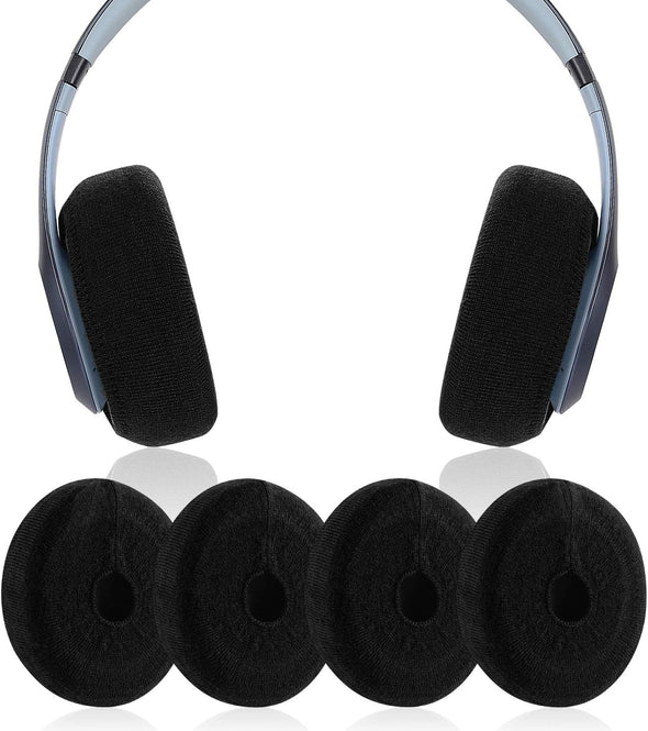 Earpads Sweater Cover Protectors with Stretchable Knit Fabric for Beats Studio 3/2 Bose QC35 25 15 Headphones and Other Headsets with 3-4 Inch Ear Cushions [ 2 Pairs ] (Black)