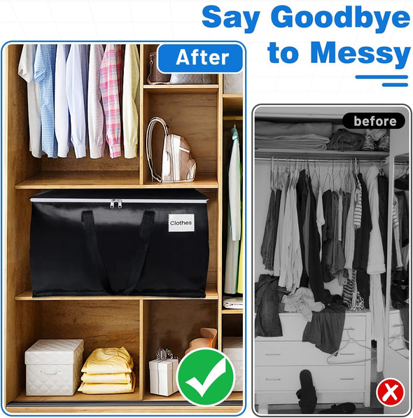 Storageright Large Moving Bags Heavy Duty Storage Totes for Storage,Packing & Moving Collapsible Moving Supplies with Large Capacity, Reinforced Zippers and Handles, 88L, 8 Packs