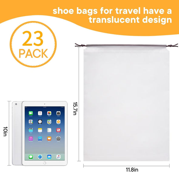 23 Pack Portable Travel Shoe Bag, 11.8 "X 15.7" Waterproof and Dust Proof Travel Shoe Bag Packaging, Space Saving Dust Storage Bag，Travel Essentials for Women