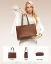 LOVEVOOK Laptop Bag for Women,15.6 Inch Laptop Tote Bag for Women,Vintage Leather Work Tote Bags Computer Business Teacher Bag,Waterproof Office Briefcase