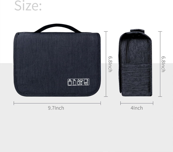 Large Capacity Toiletry Bag Travel Bag with Hanging Hook for Men and Women Waterproof Travel Cosmetic Bag Bathroom Storage Bag for Brushes Set,Full-Sized Shampoo,Toiletries,Accessories-Black