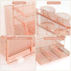 Gianotter Paper Letter Tray Organizer with File Holder, 4-Tier Desk Accessories & Workspace Desk Organizers with Drawer and 2 Pen Holder for Office Supplies (Rose Gold)