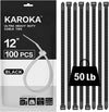 Zip Ties 12 Inch (100 Pack), Black, 50 Lb, UV Resistant Cable Ties for Indoor and Outdoor Use, by Karoka
