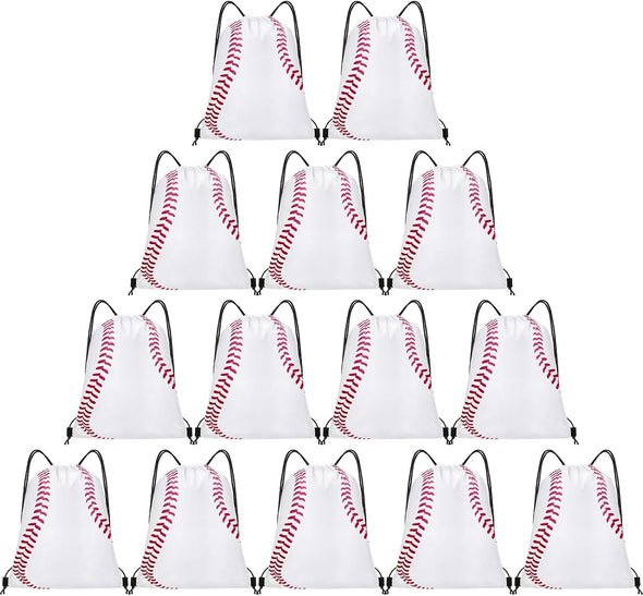 14 Pcs Drawstring Bags Softball Baseball Basketball Football Goodie Favor Bags Cinch Bag Sackpack for Sports Teams (Baseball)