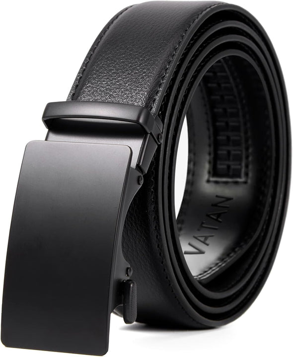 VATAN Men'S Belt Leather Ratchet Belt for Men Dress Casual Every Day with Adjustable Buckle, Trim to Fit