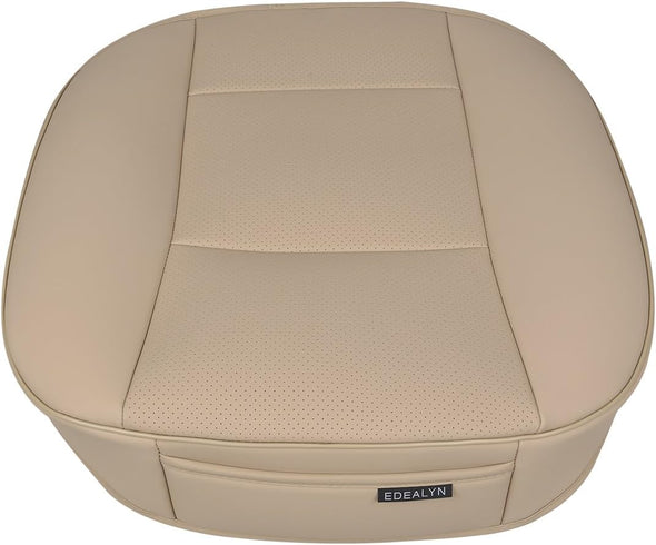 Ultra-Luxury PU Leather Car Seat Protection Cover Car Seat Cover for Most Four-Door Sedan&Suv,Single Seat Cover without Backrest 1PCS (W 20.8× D 21× T 0.2Inch) (3D-Beige)