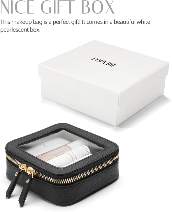 Popvibe Clear Makeup Bag Travel Cosmetic Case Transparent Toiletry Bag with Zipper, Portable Make up Organizer Traveling Compact Car Bag for Essentials