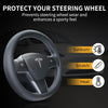 Nappa Leather Steering Wheel Cover for Tesla Model 3/Y 2016-2025 2026 Juniper/Highland, Non-Slip Breathable Tesla Model 3/Y Steering Wheel Protector, Black