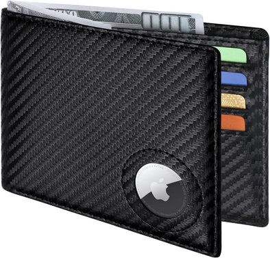 Slim Leather Wallet for Men Airtag Hidden, Large Bifold Mens Wallet RFID Blocking with ID Windows, Credit Card Holder for Men Wallet