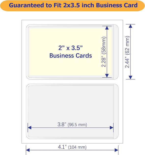 Clear Adhesive Business Card Pocket Swith Side Open for Loading, 50 Pack, Plastic Labels Holders for Storage Bins and Library Card, Ideal for Organizing and Protecting Your Business Cards