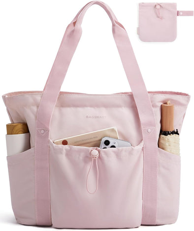 BAGSMART Tote Bag for Women, Tote Shoulder Bag with Laptop Compartment and Zipper Handbag for Travel, Work