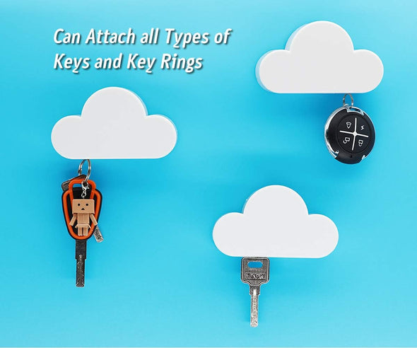 Meyerascal White Cloud Magnetic Key Holder for Wall, Strong Magnetic to Securely Hang Multiple Keys and Keychain, Novelty Cute Home Decorations, Easy to Install and Convenient to Use. (White)