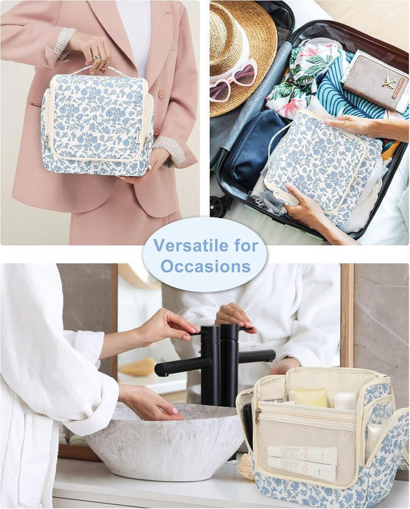 Relavel Hanging Toiletry Bag for Women Travel Makeup Bag Cosmetic Organizer Toiletries Bag for Travel Size Essentials Accessories Shower Caddy Bag for 