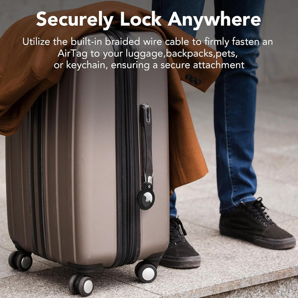 SPGUARD Compatible with Apple Airtag Secure Holder with Wire Cable, 4 Pack Air Tag Lock Case Keychain Key Ring Key Chain Luggage Tag for Kids Keys, Luggage & More Men Women'S Keyrings & Keychains